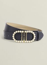 Keira Pearl Waist Belt, Midnight Navy, hi-res