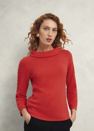 Camilla Cotton Jumper, Scarlet Red, hi-res