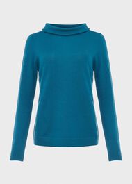 Audrey Wool Cashmere Jumper, Petrol Blue, hi-res