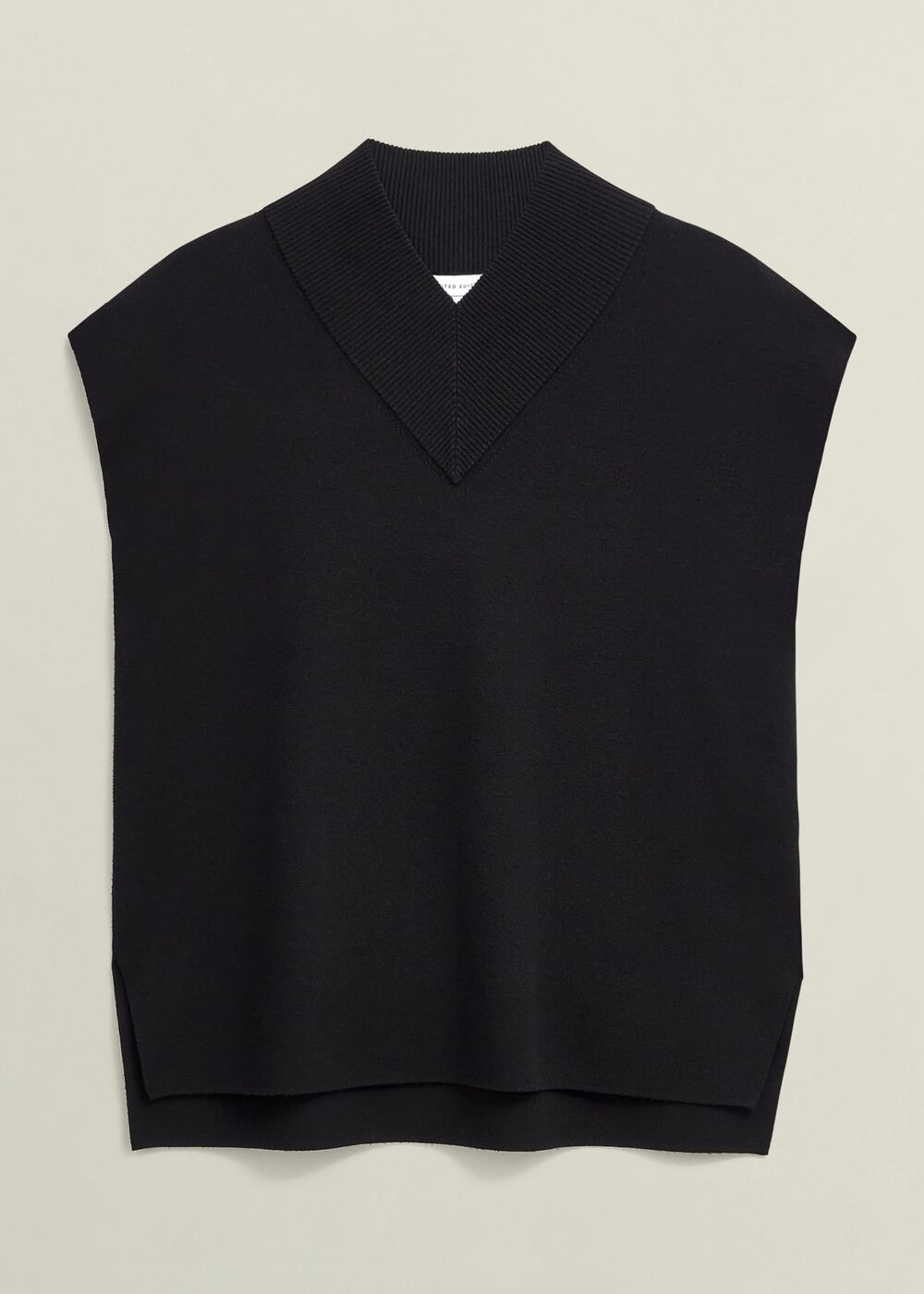 Black Harris High V Neck Knitted Co-ord Tank Top, Hobbs Black, hi-res
