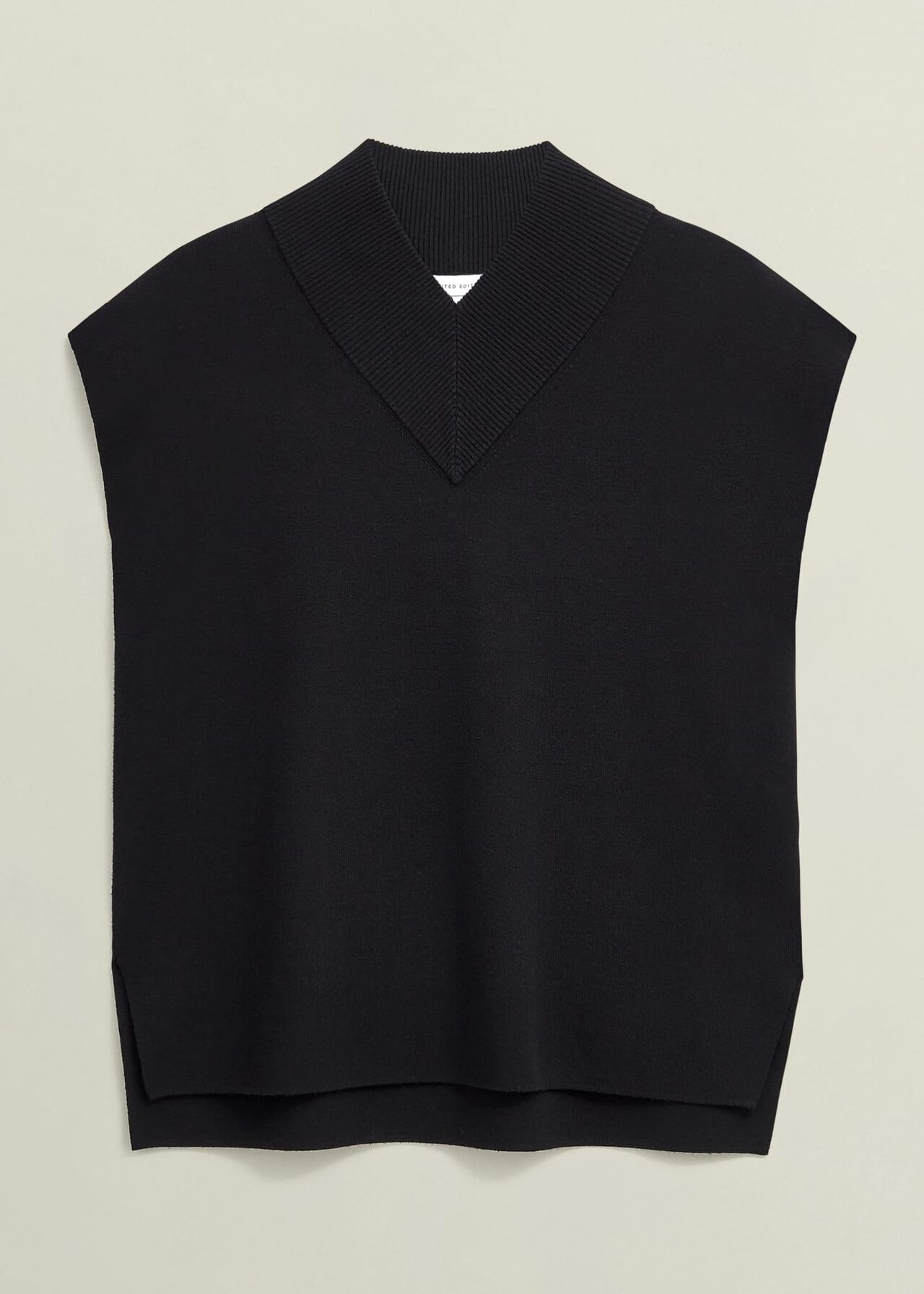 Black Harris High V Neck Knitted Co-ord Tank Top, Hobbs Black, hi-res