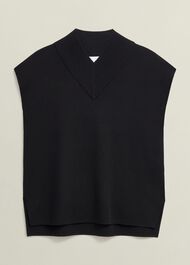 Black Harris High V Neck Knitted Co-ord Tank Top, Hobbs Black, hi-res
