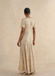 Shirley Sequin Trimmed Maxi Dress, Champagne, hi-res