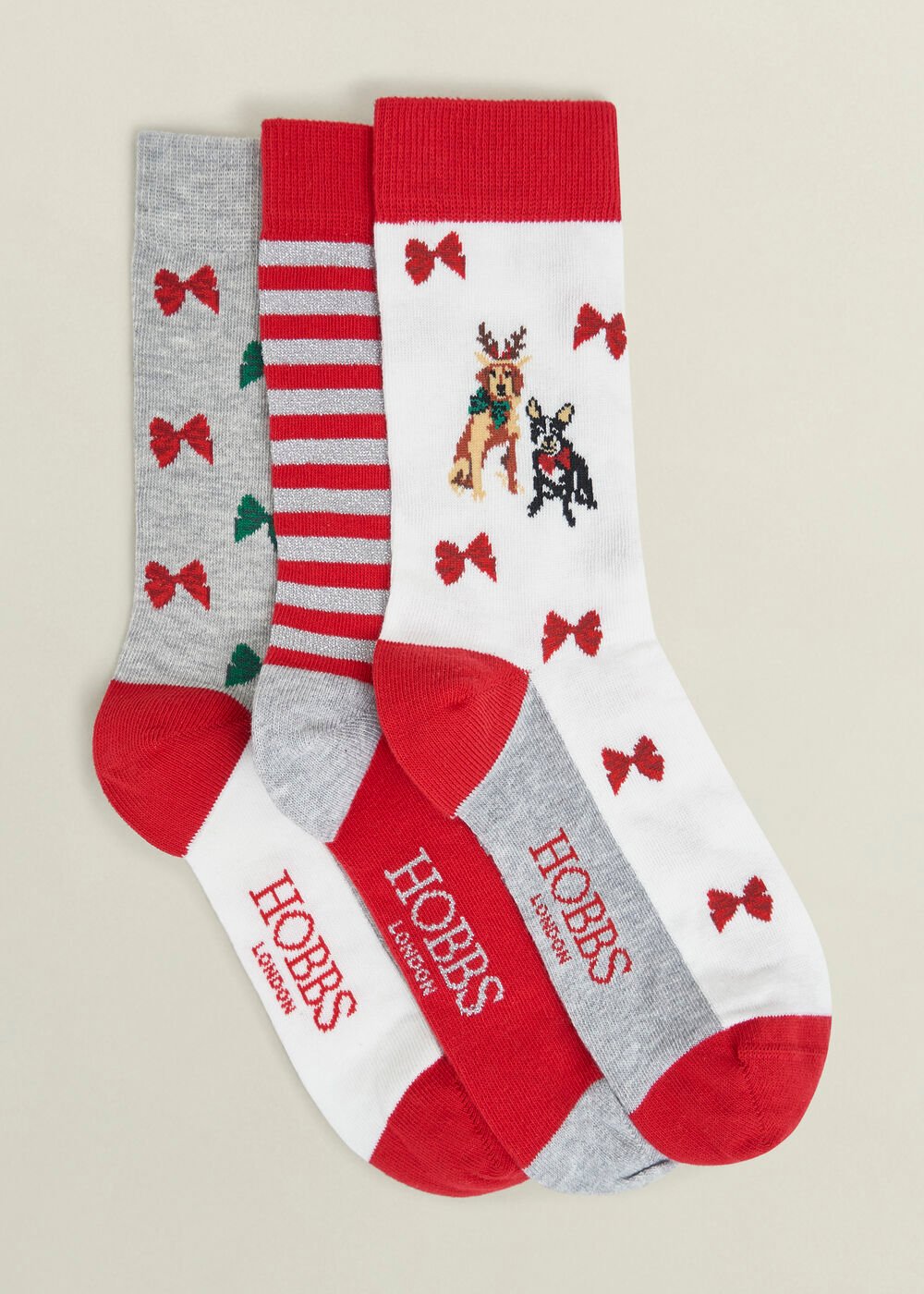 Festive Dog Sock Set, Red Multi, hi-res