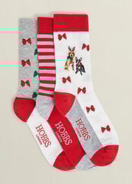 Festive Dog Sock Set, Red Multi, hi-res