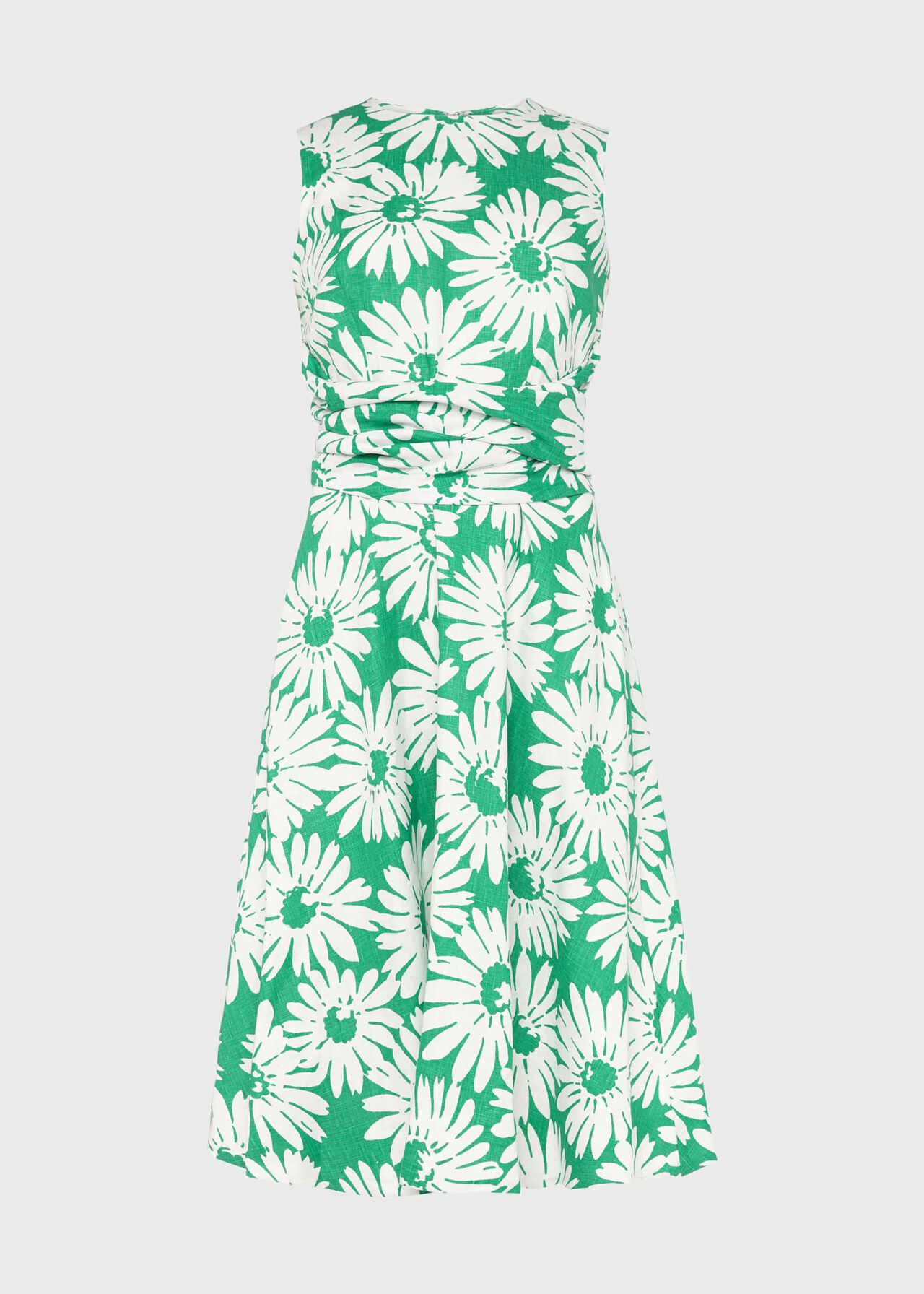 Petite Twitchill Linen Fit And Flare Dress Green White