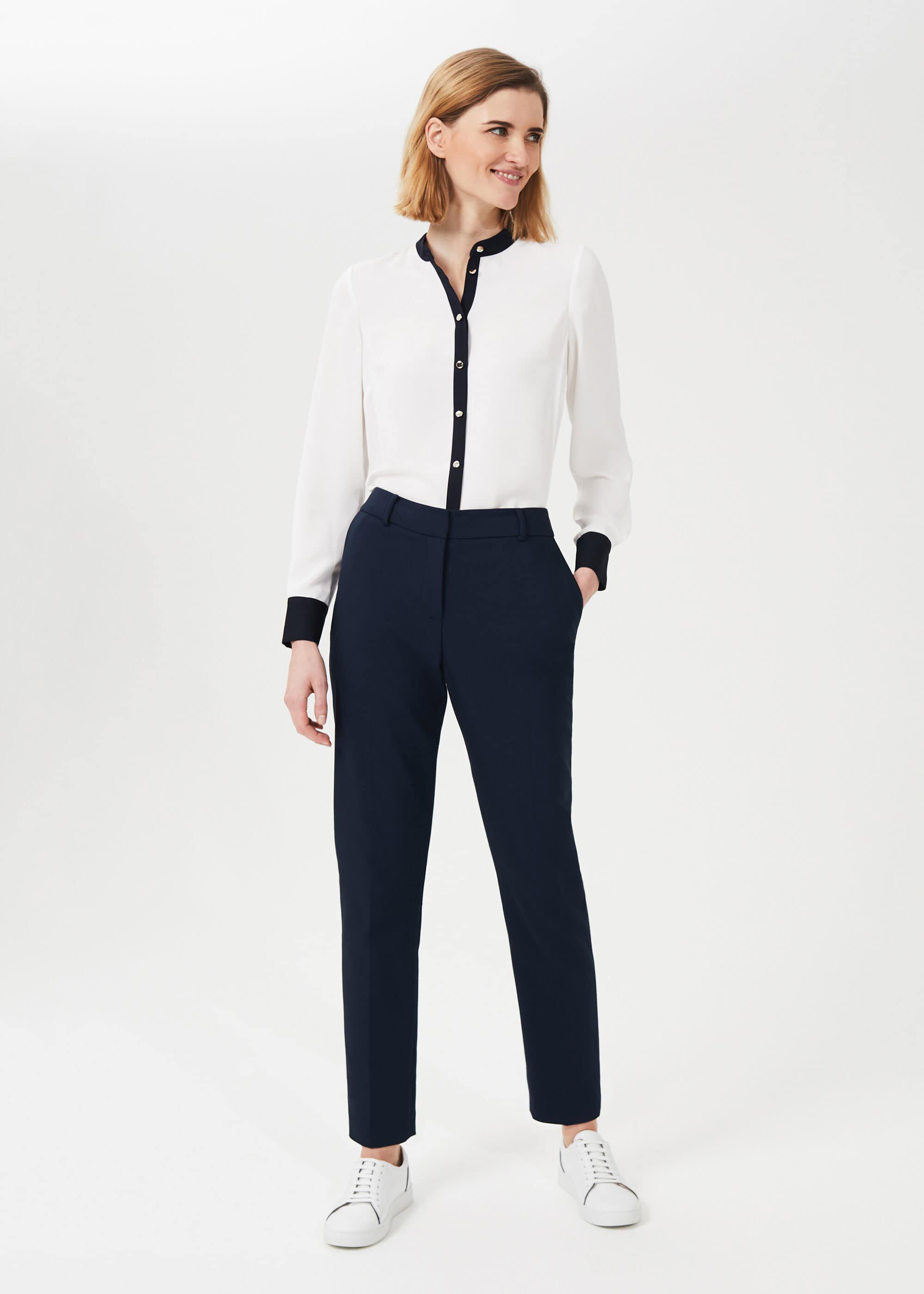 Womens navy tapered hotsell trousers