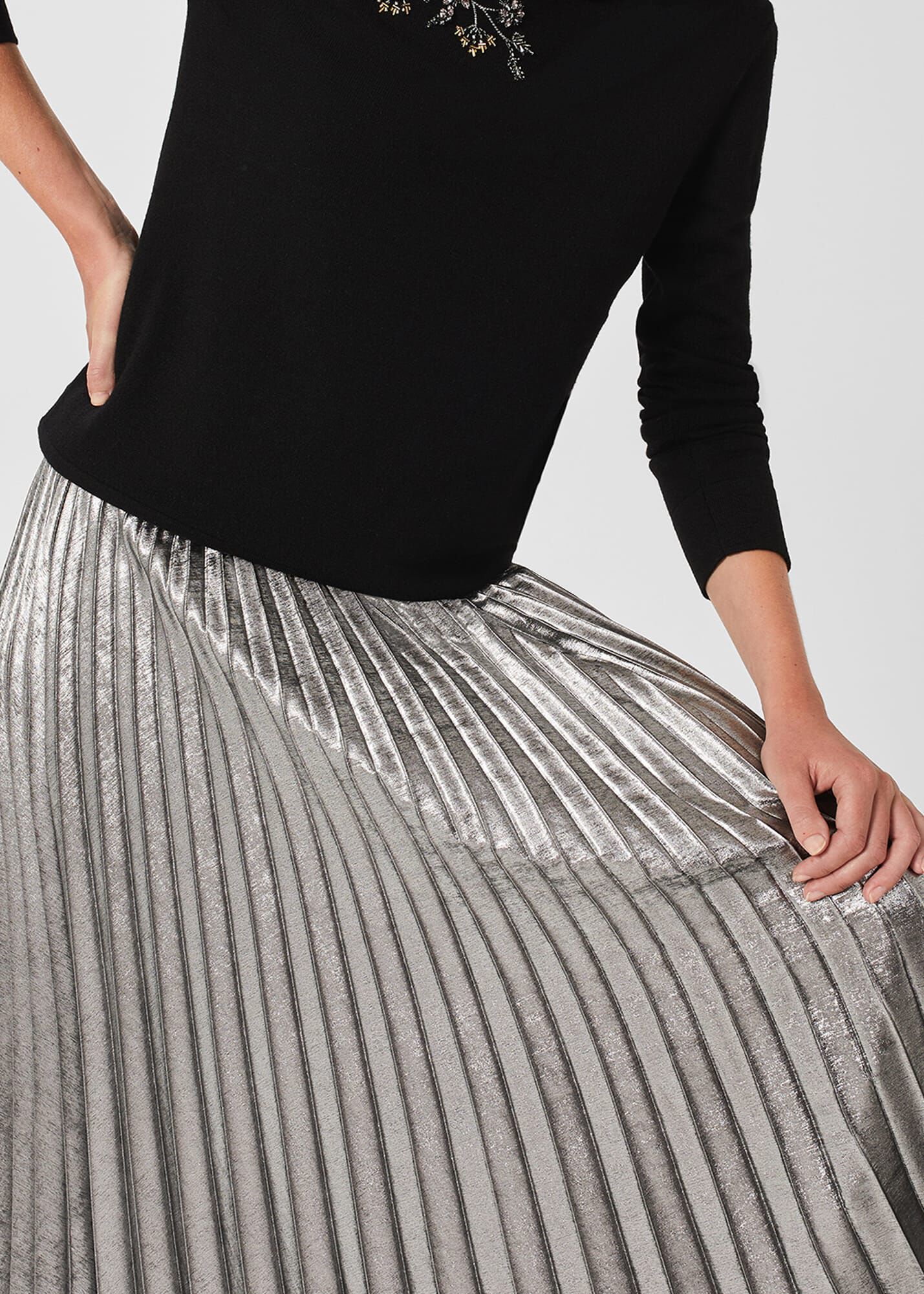 Hobbs grey pleated skirt top
