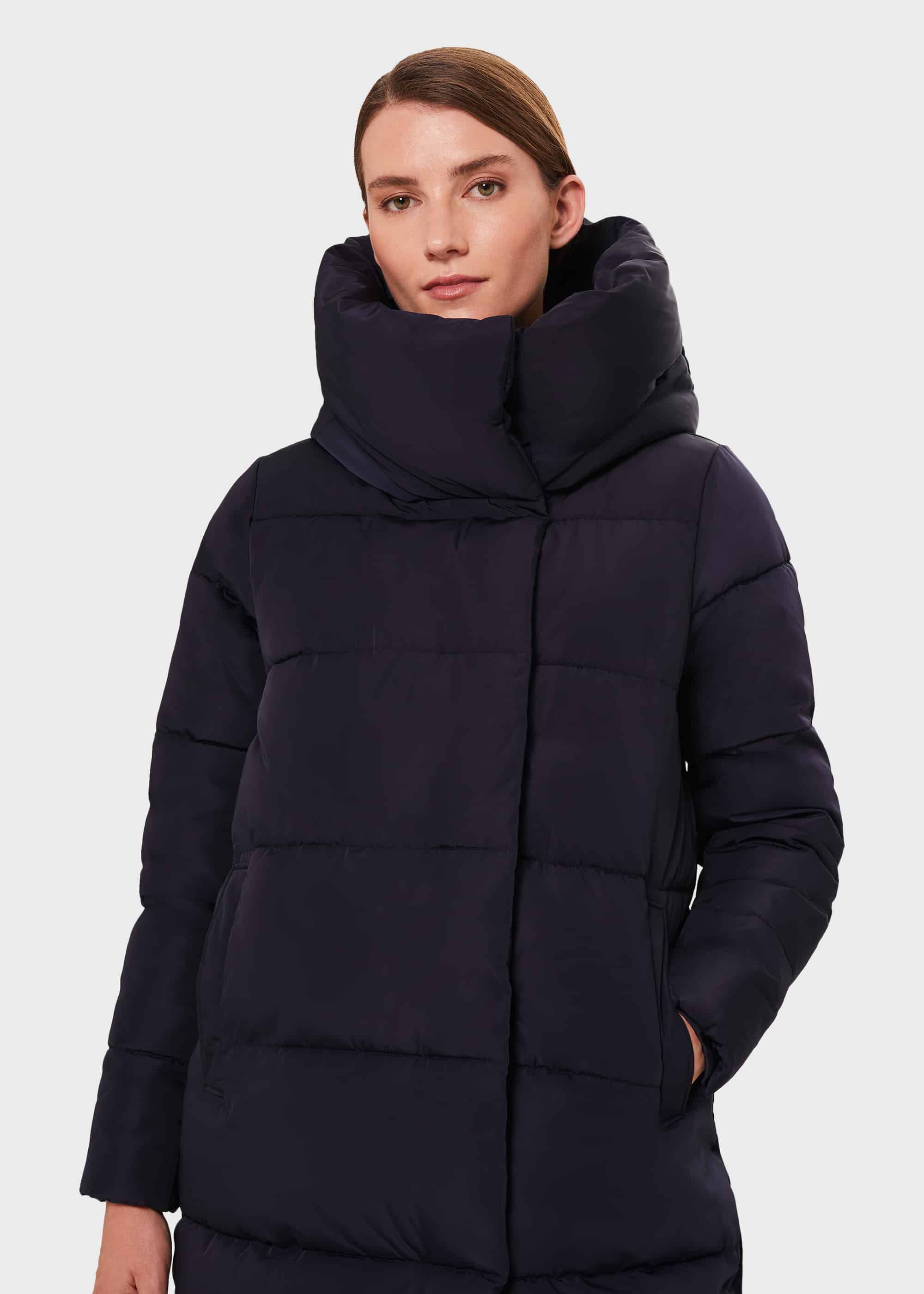 Heather hooded padded longline puffer jacket hotsell in black