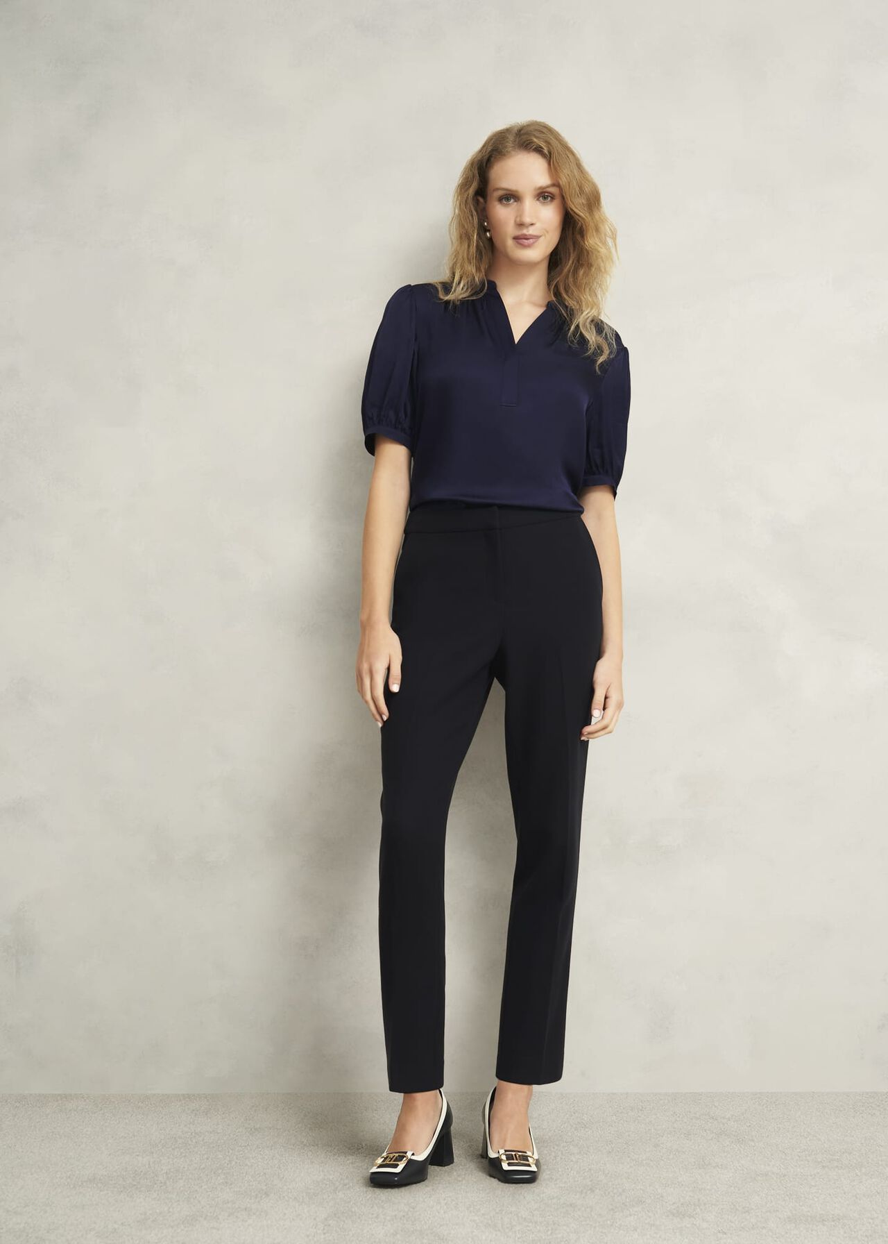 Anastasia Satin Blouse, Midnight, hi-res