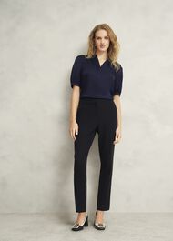 Anastasia Satin Blouse, Midnight, hi-res
