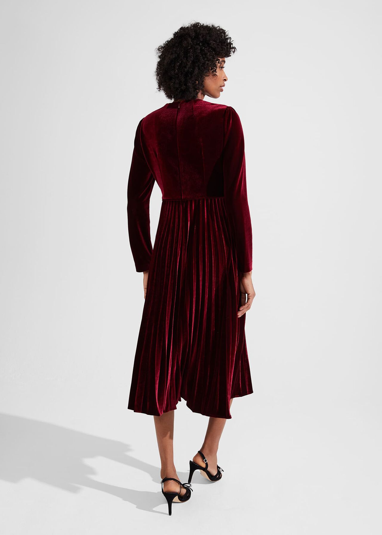 Rosalie Velvet Dress, Deep Red, hi-res