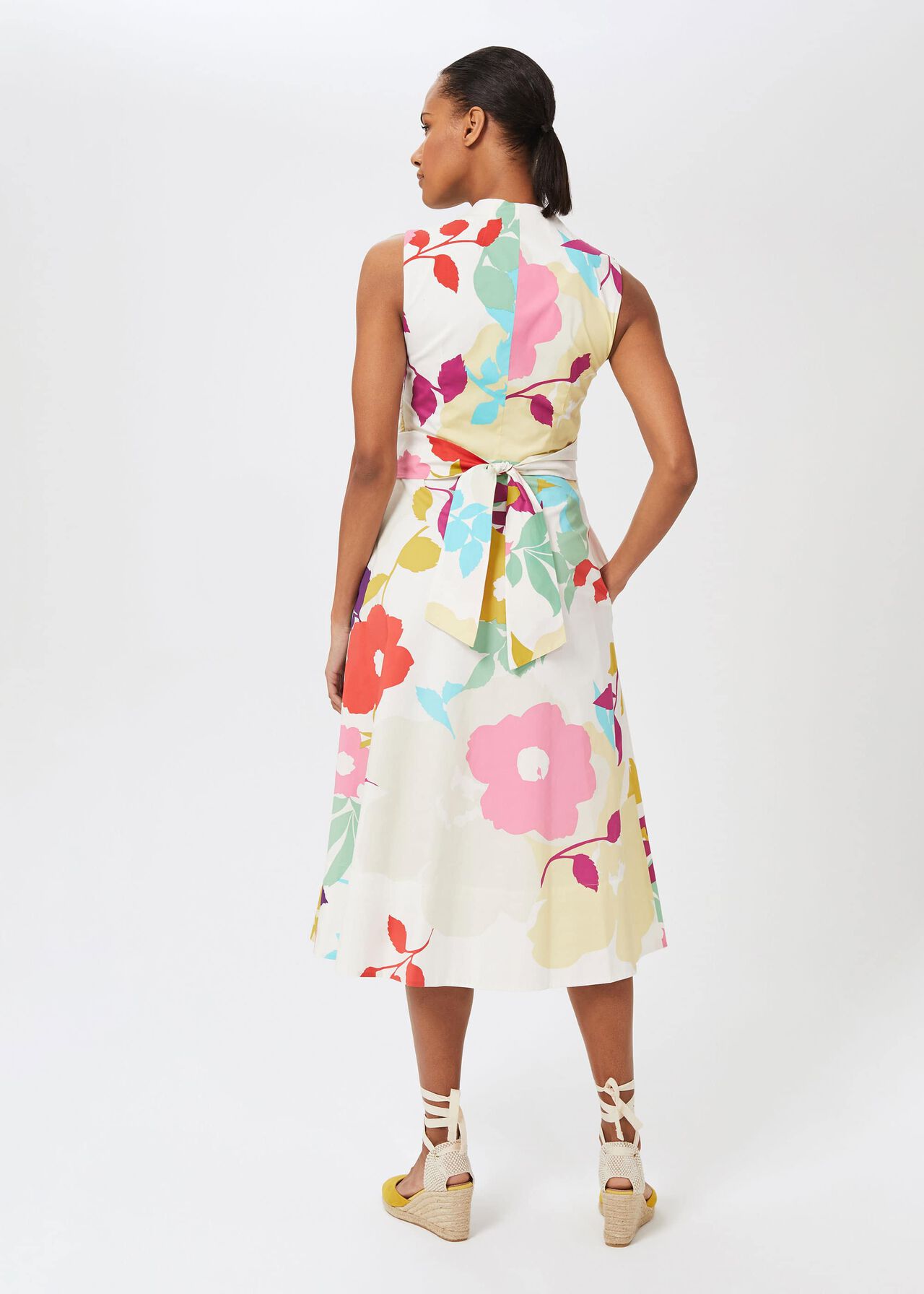 Marie Floral Midi Dress, White Multi, hi-res