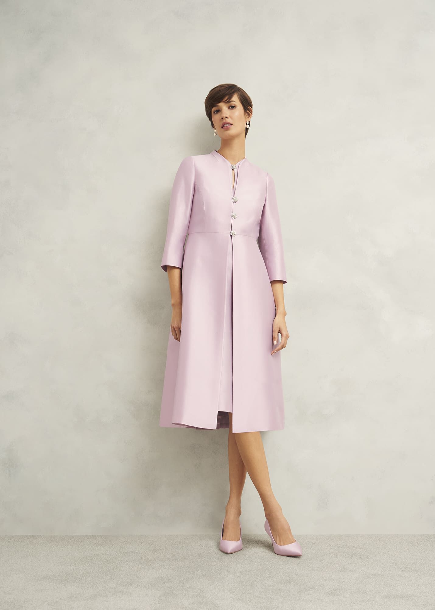 【Hobbs London】英国発！Rhea ウール シルク ジャケット ピンク Rhea Wool Silk Coat | Hobbs US |