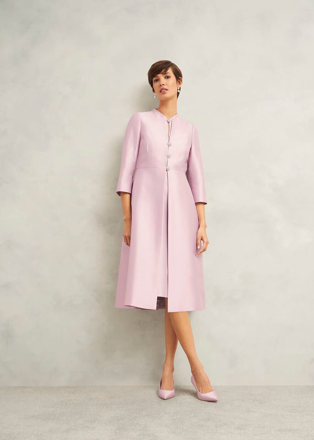 Rhea Wool Silk Coat, Soft Petal Pink, hi-res