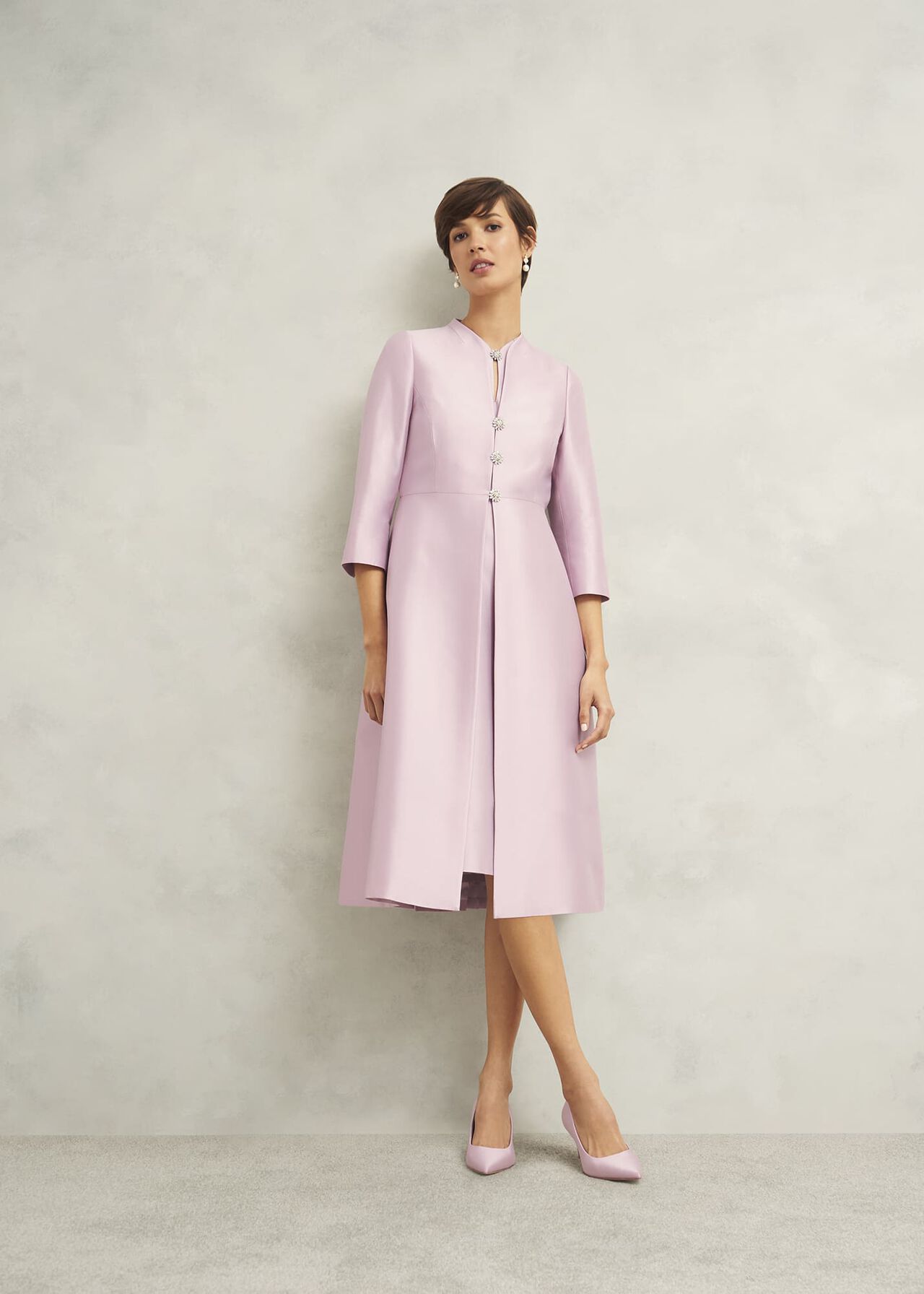 Rhea Wool Silk Coat, Soft Petal Pink, hi-res