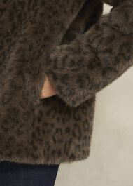 Dania Leopard Faux Fur Coat, Brown Multi, hi-res