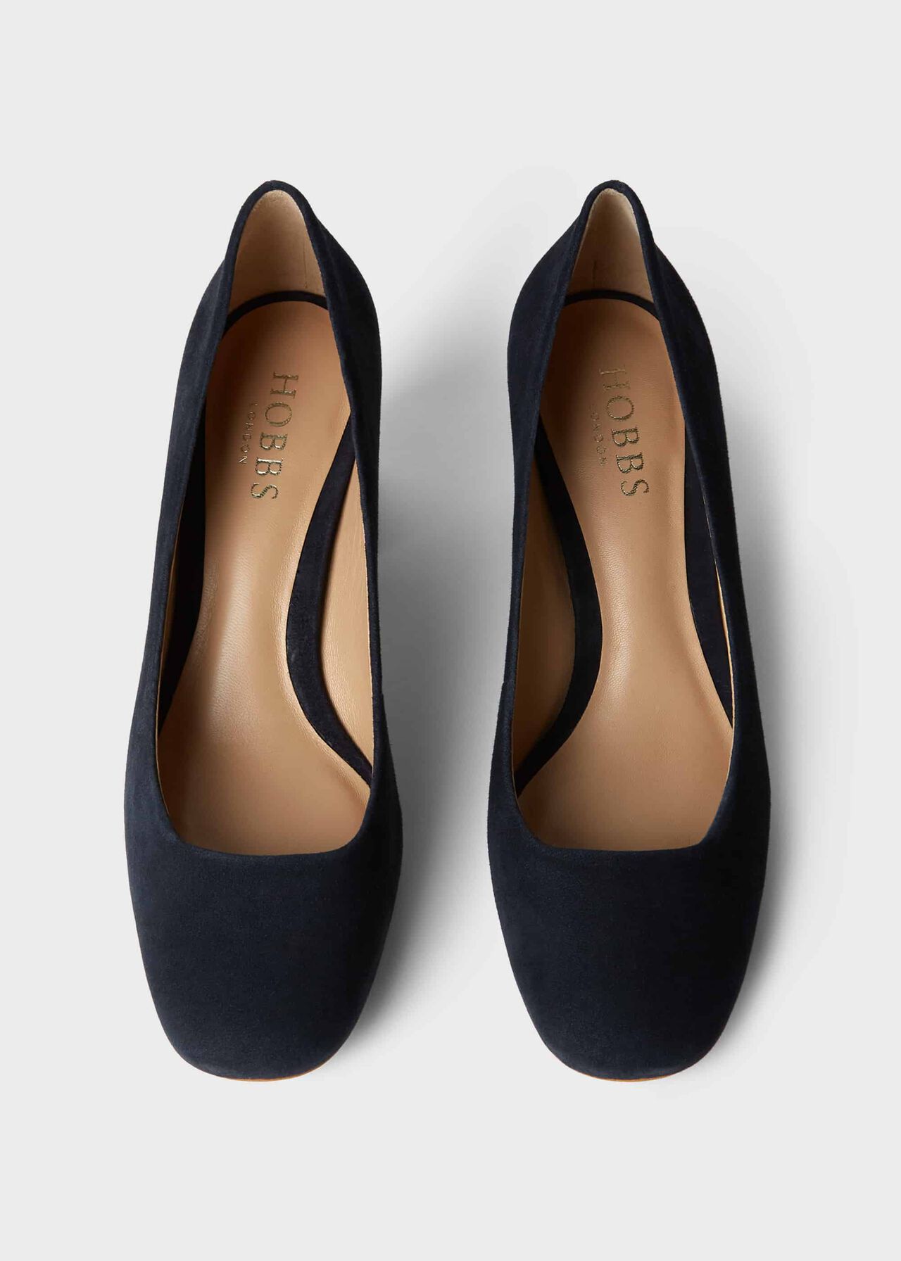 Laura Suede Block Heel Court Shoes, Navy, hi-res