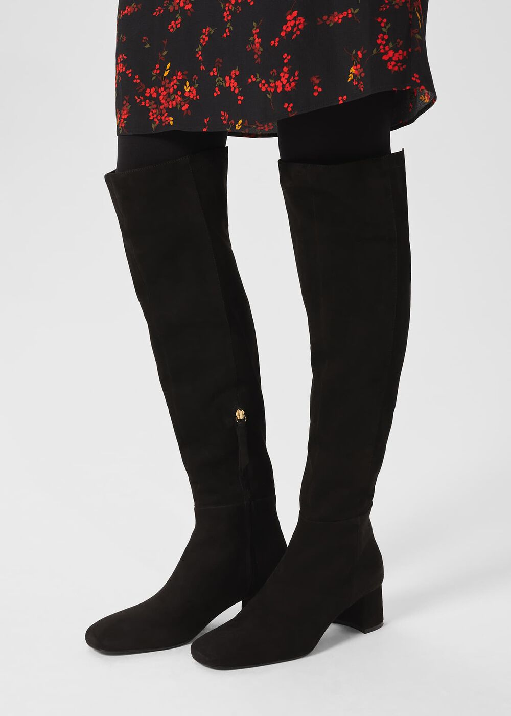 Khloe Leather Over Knee Boots, Black, hi-res