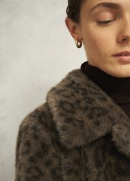 Dania Leopard Faux Fur Coat, Brown Multi, hi-res