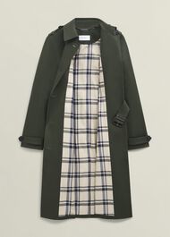 Petite Hallie Shower Resistant Trench Coat, Woodland Green, hi-res