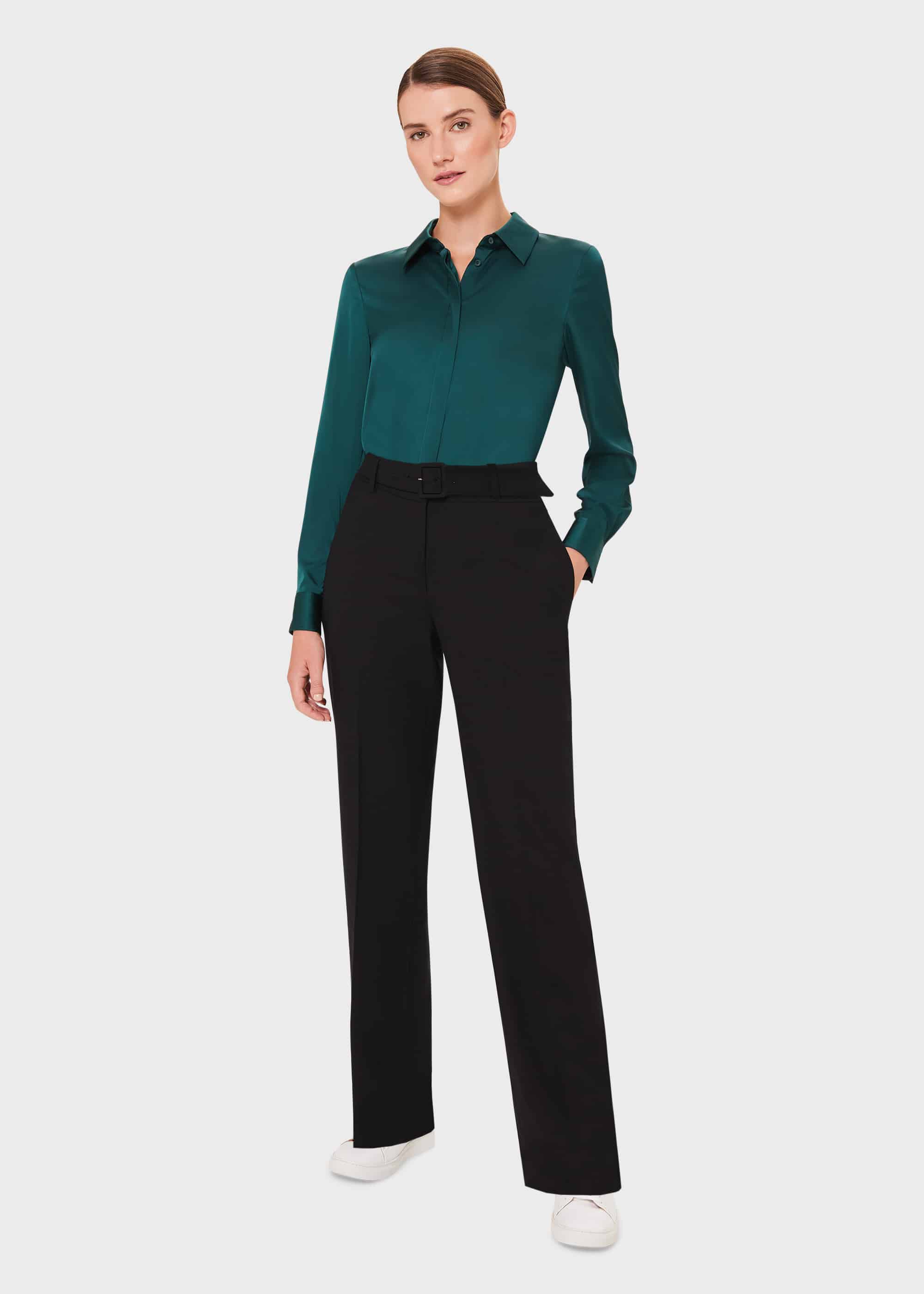 Belted black trousers clearance