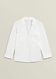 Zariah Cotton Slub Shirt, White, hi-res