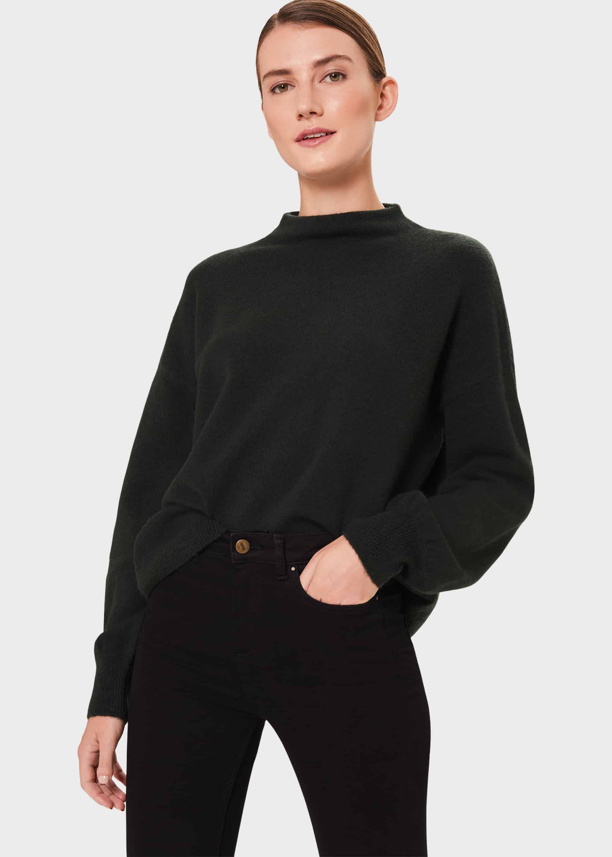 Funnel neck black jumper clearance