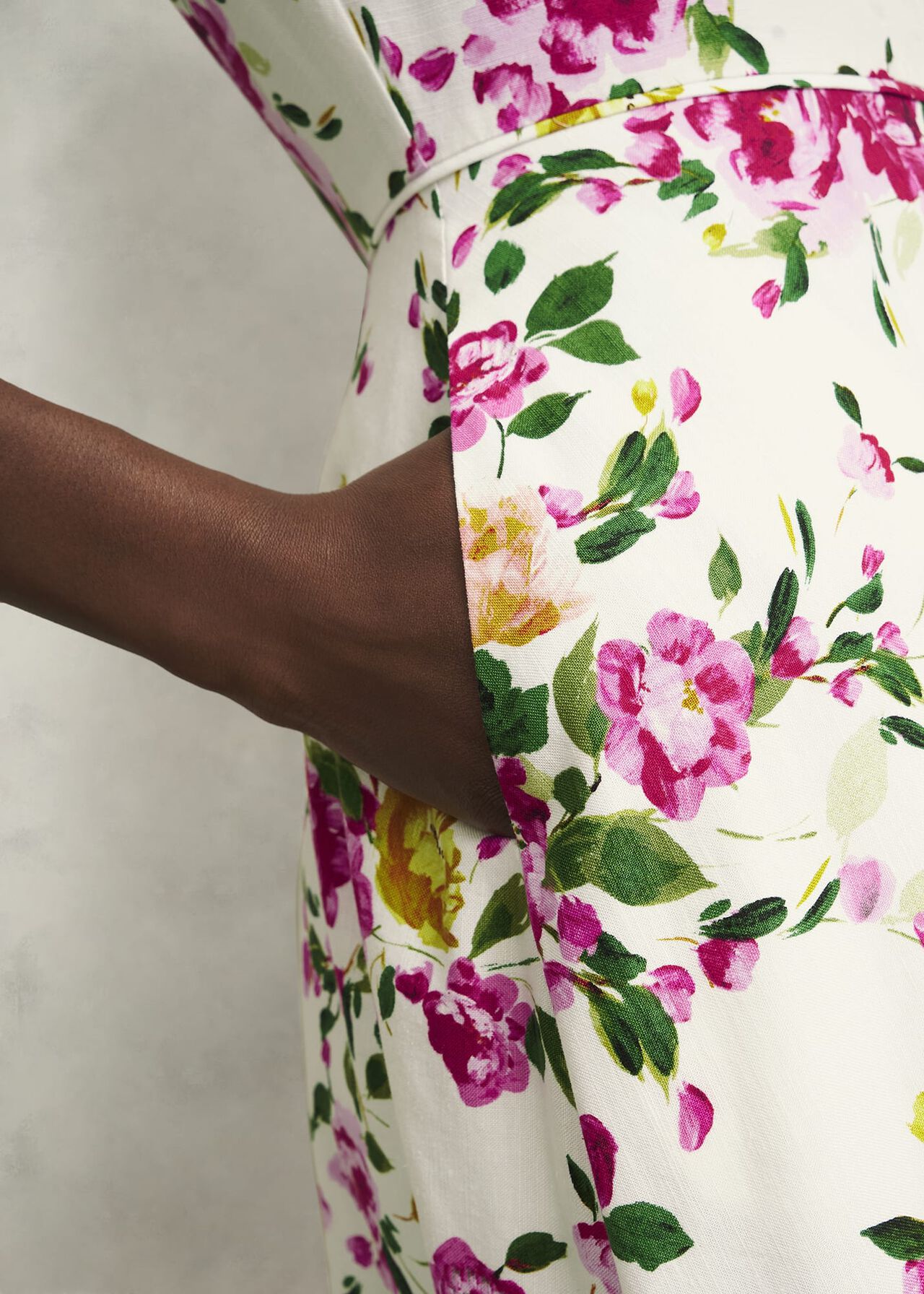 Carly Linen Dress, Ivory Multi, hi-res