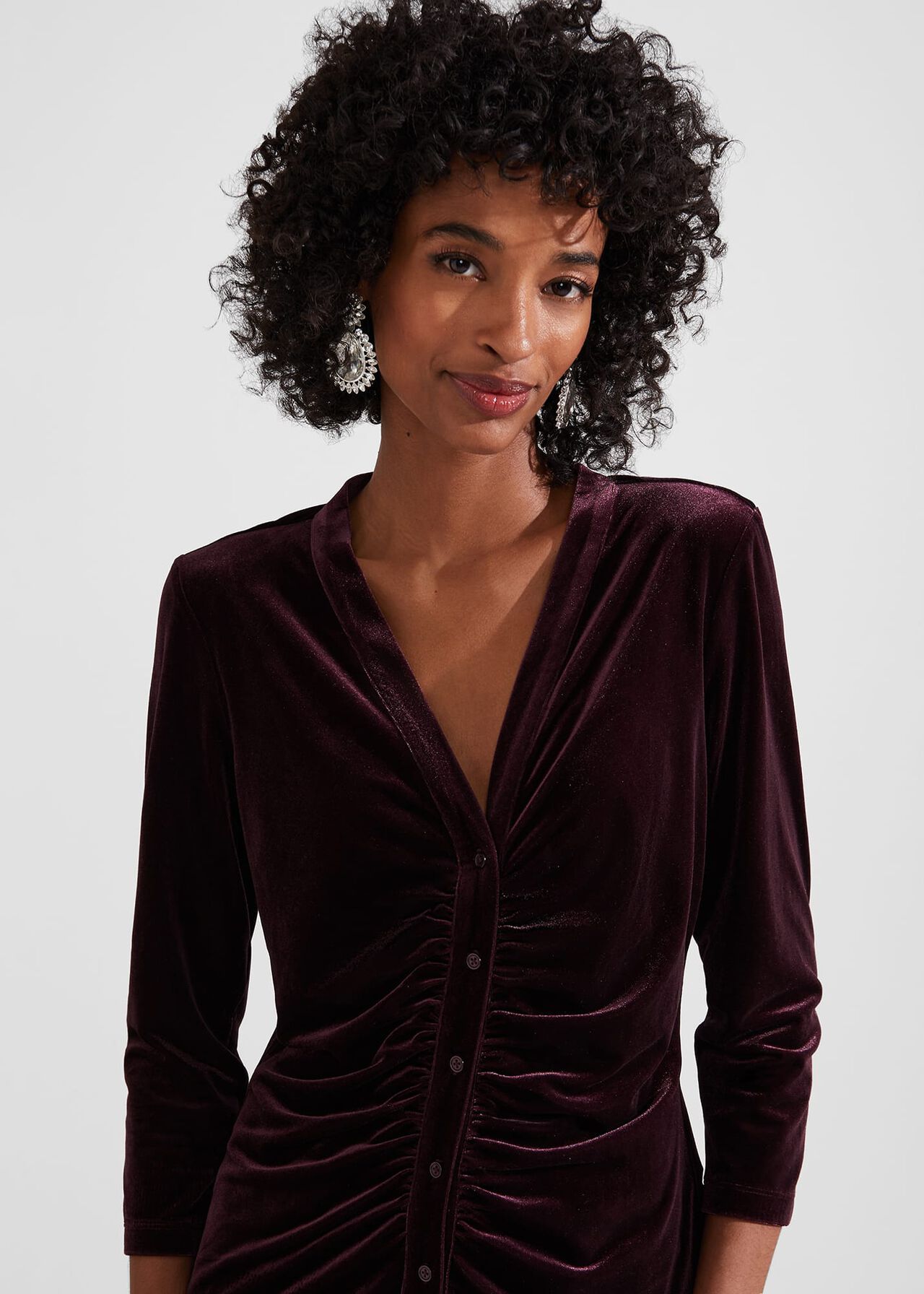 Velvet Hattie Top, Maroon Purple, hi-res