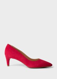 Polly Suede Kitten Heel Court Shoes, Peony, hi-res