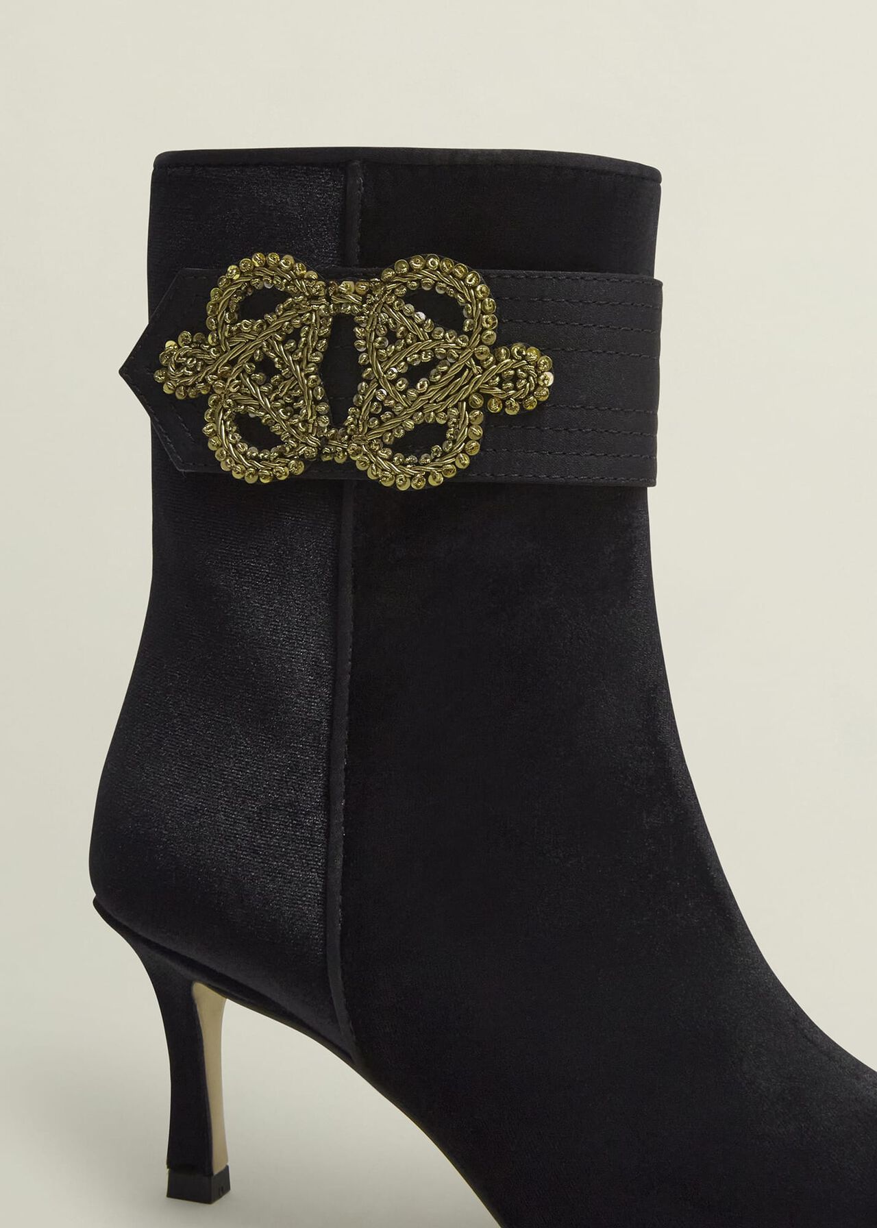 Keston Embellished Velvet Ankle Boots, Black, hi-res