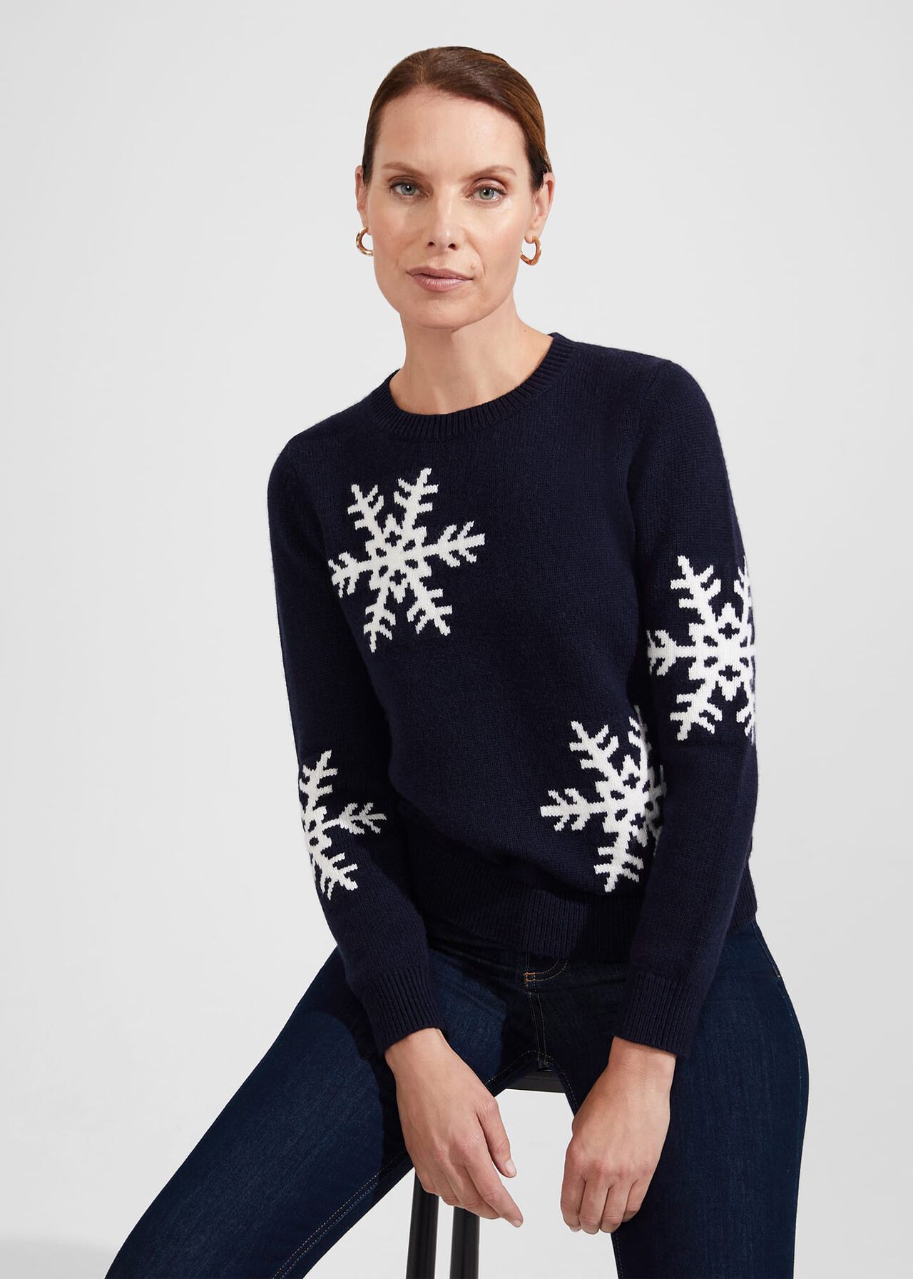 Emberlynn Jumper With Alpaca, Navy Ivory, hi-res