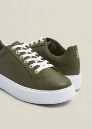 Ada Leather Trainers, Chive Green, hi-res