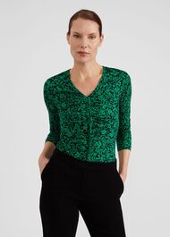 Simmy Printed Top, Green Black, hi-res