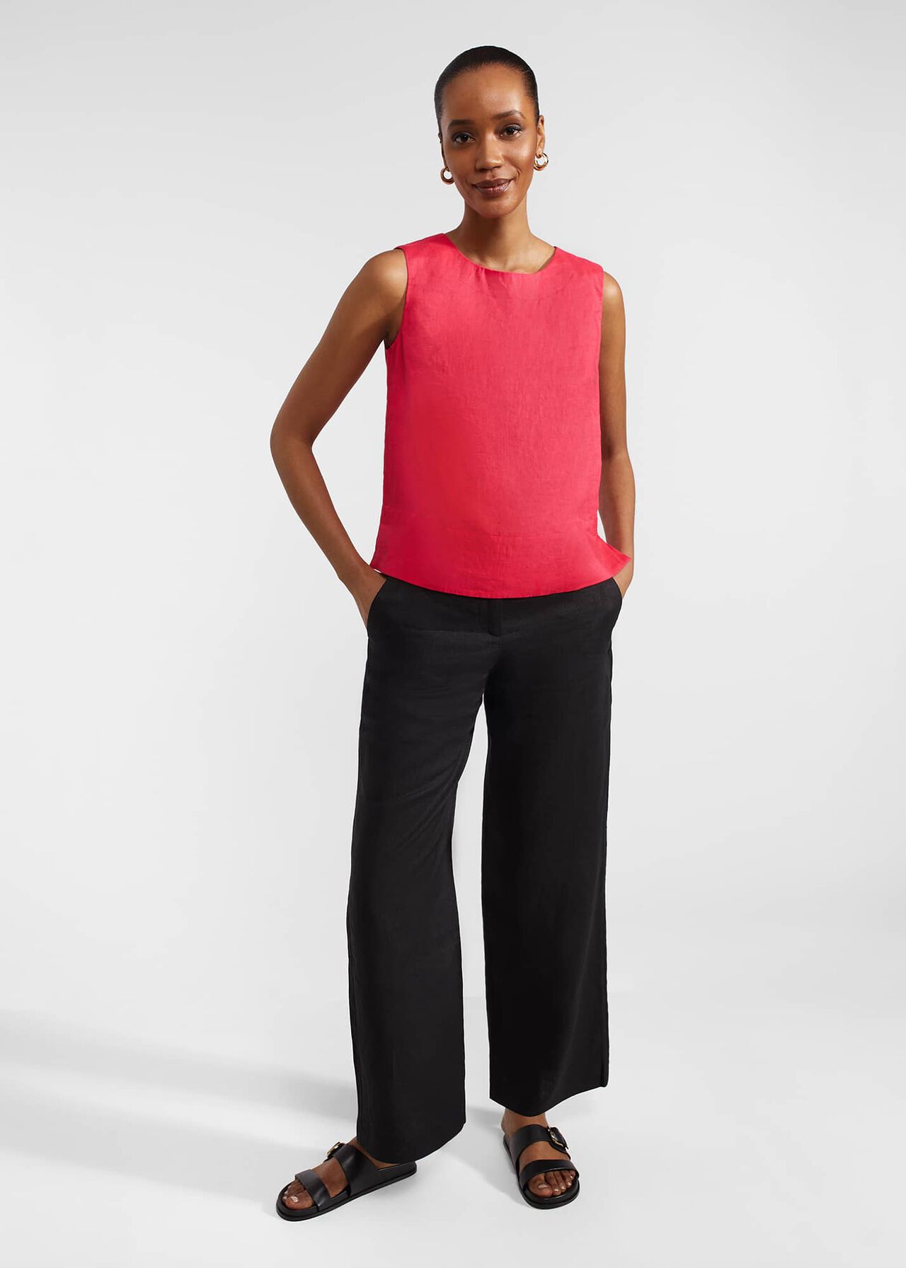 Malindi Linen Top, Rouge Pink, hi-res