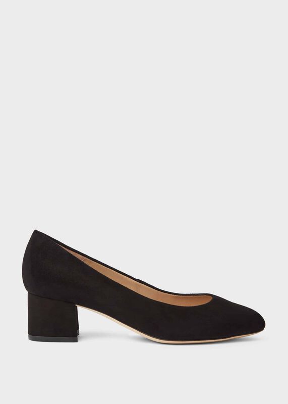 Natalie Wide Fit Suede Block Heel Court Shoes