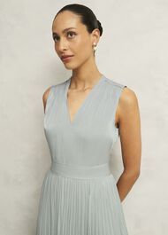 Alexandra Pleated Dress, Sage Green, hi-res