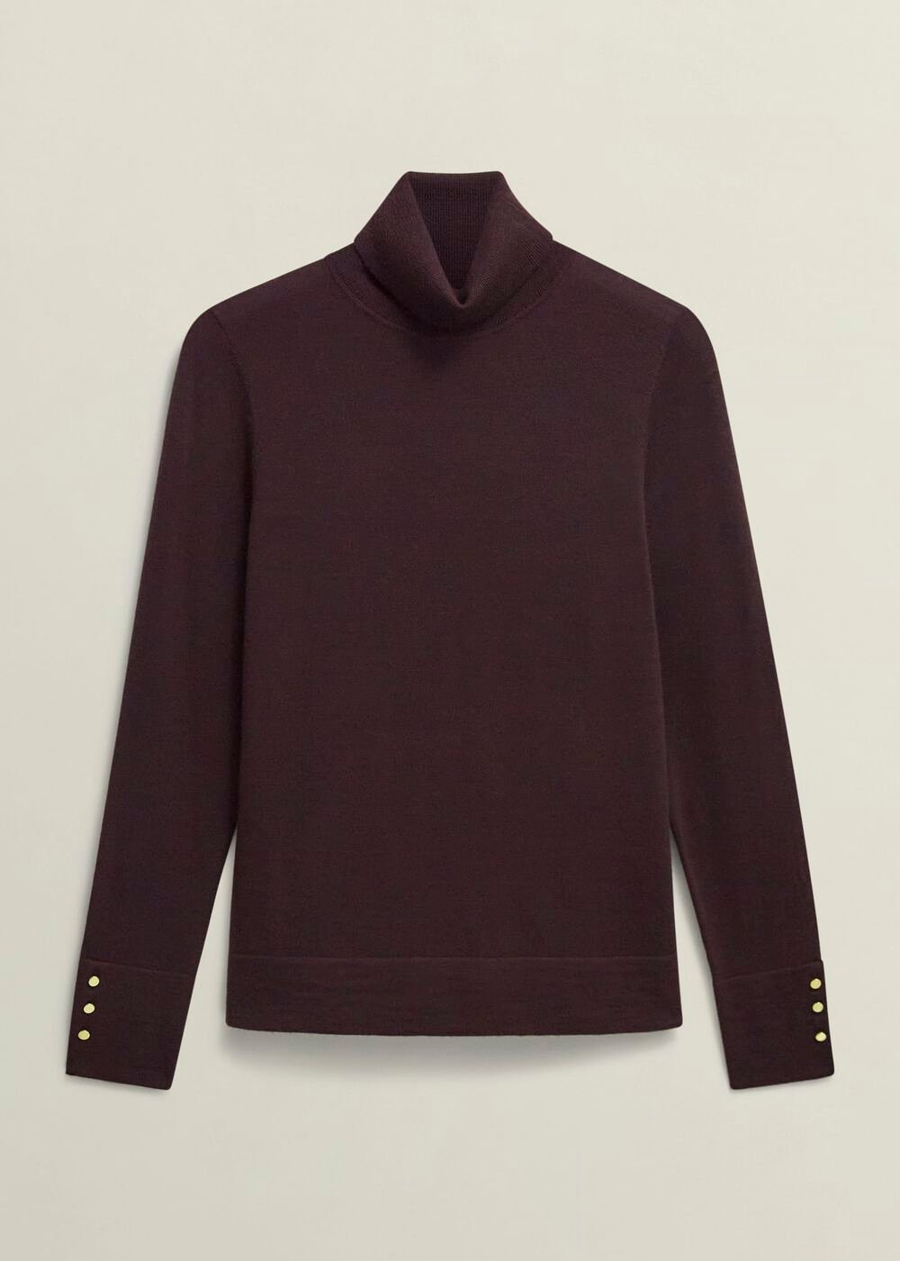 Lara Merino Wool Roll Neck Jumper, Malbec, hi-res