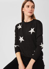 Deborah Sparkle Star Jumper, Black Silver, hi-res