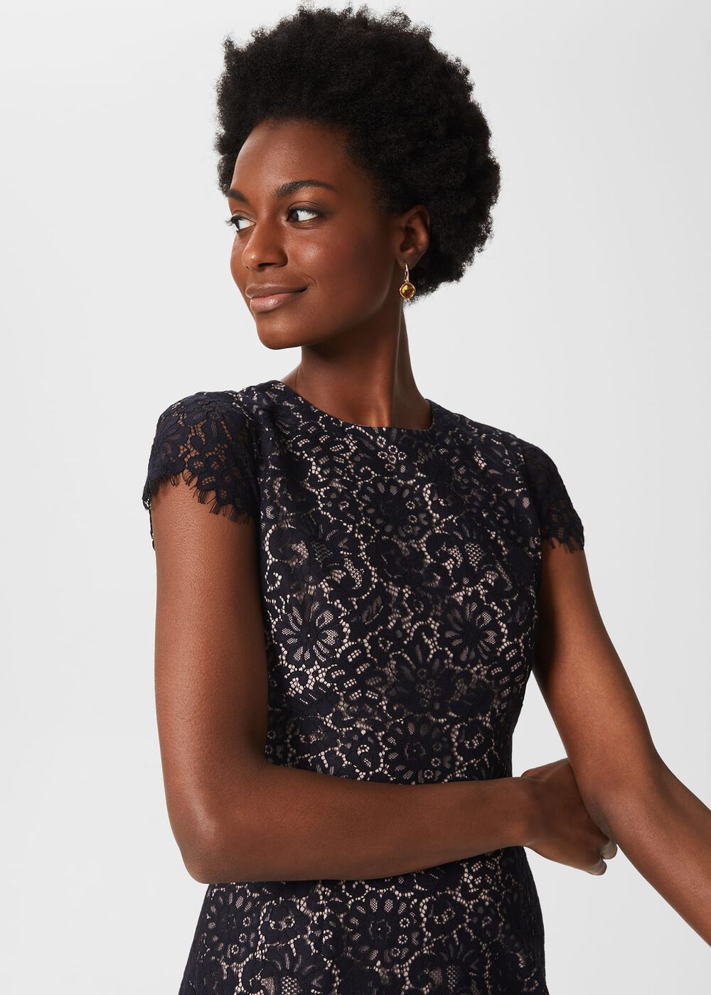 Anastasia Lace Shift Dress, Navy Oyster, hi-res