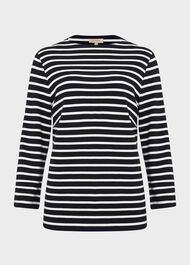 Alma Stripe Top, Navy Ivory, hi-res