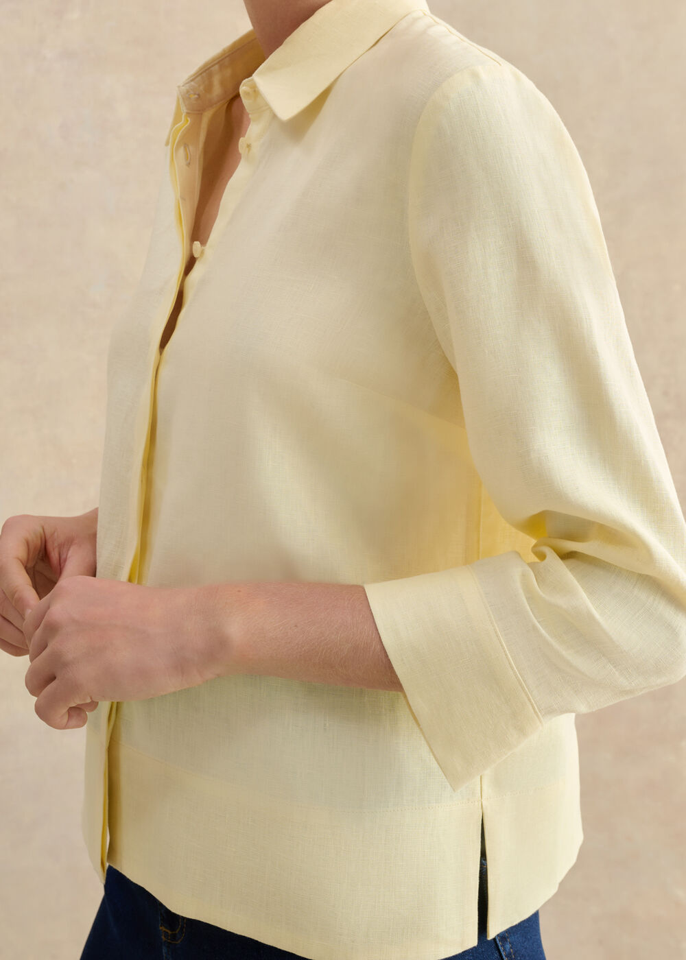 Nita Linen Shirt, Soft Yellow, hi-res