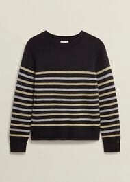 Destiny Sparkle Stripe Jumper , Black Multi, hi-res
