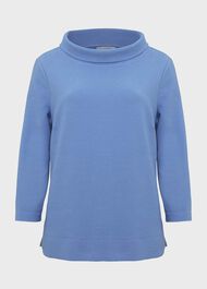 Betsy Textured Top With Cotton , Antique Blue, hi-res
