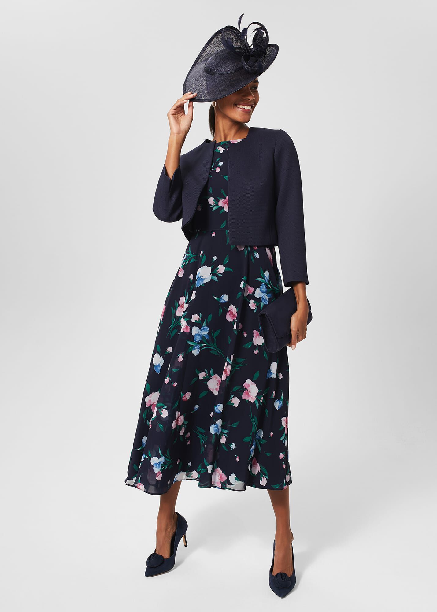 Hobbs navy floral dress outlet