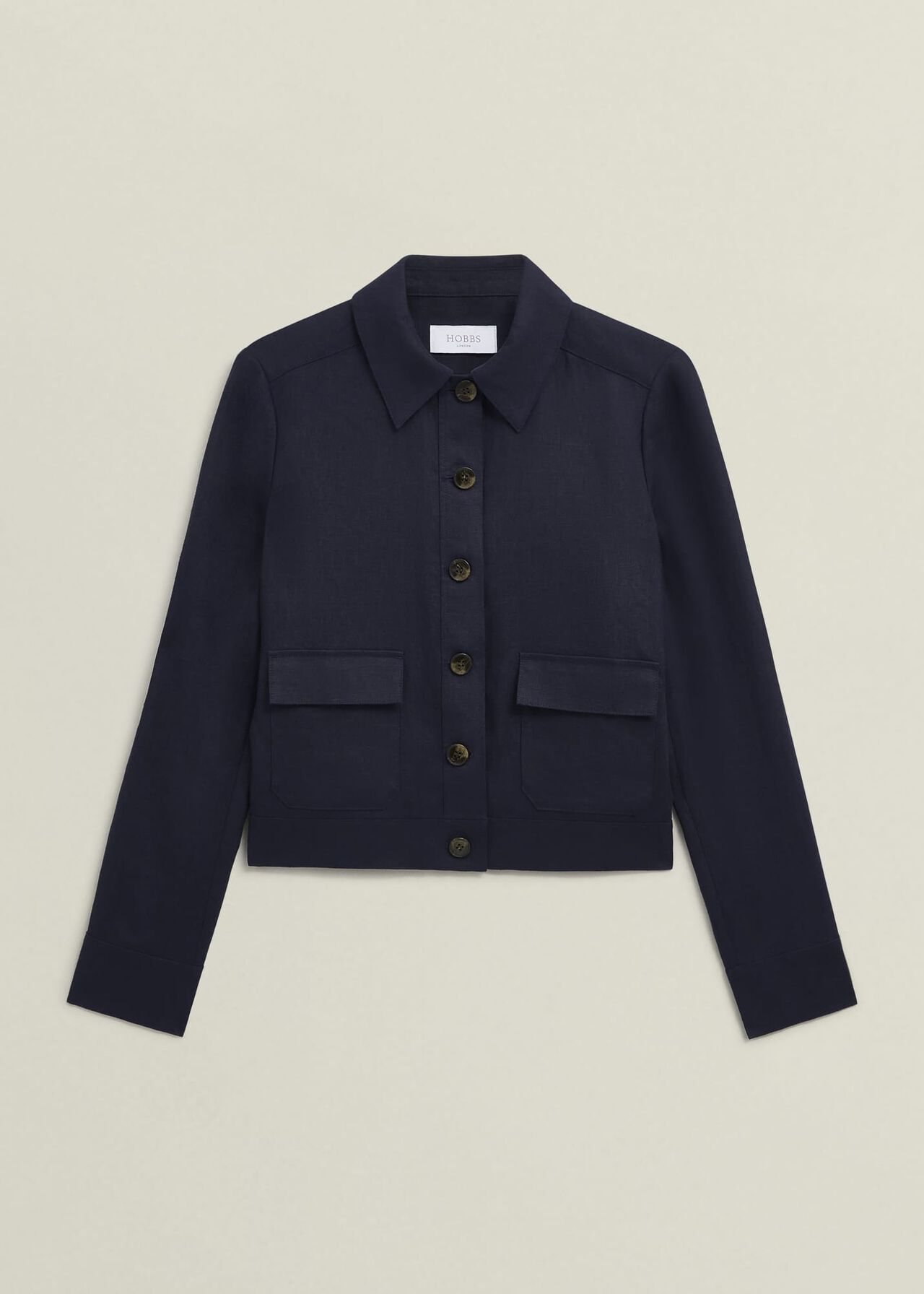 Clarence Linen Jacket, Navy, hi-res