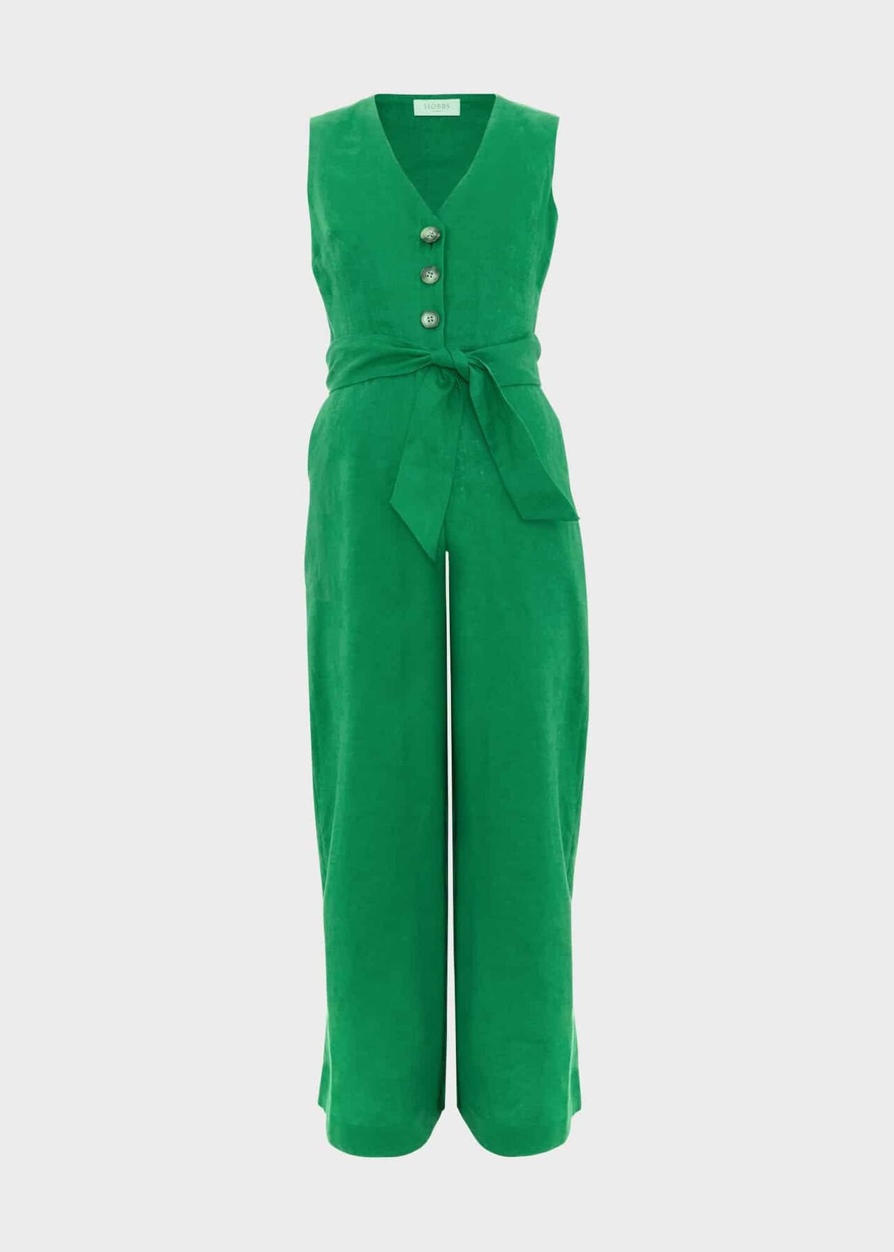 Melodie Linen Jumpsuit, Green, hi-res