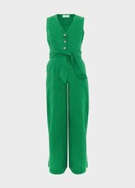 Melodie Linen Jumpsuit, Green, hi-res