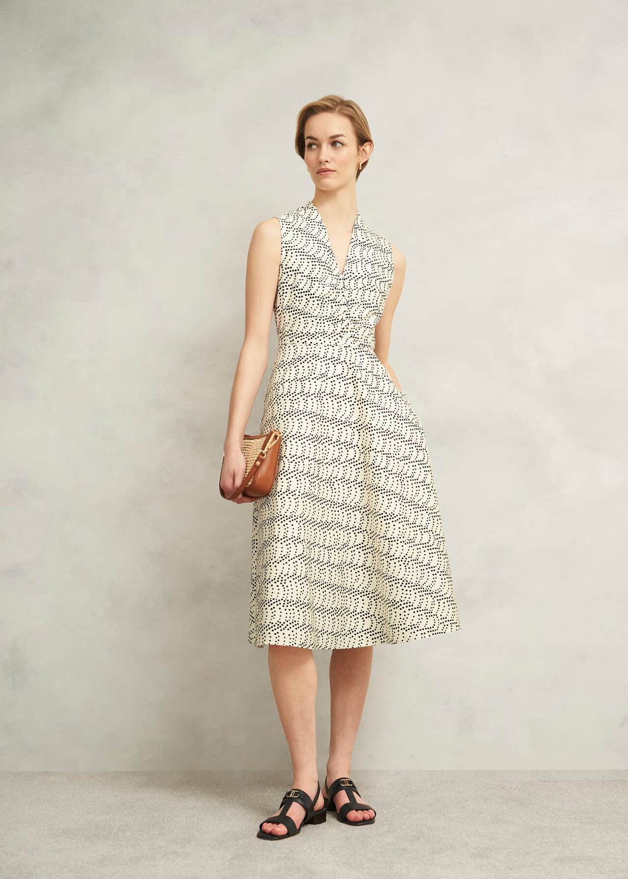 Ruthie Spot Dress, Cream Black, hi-res